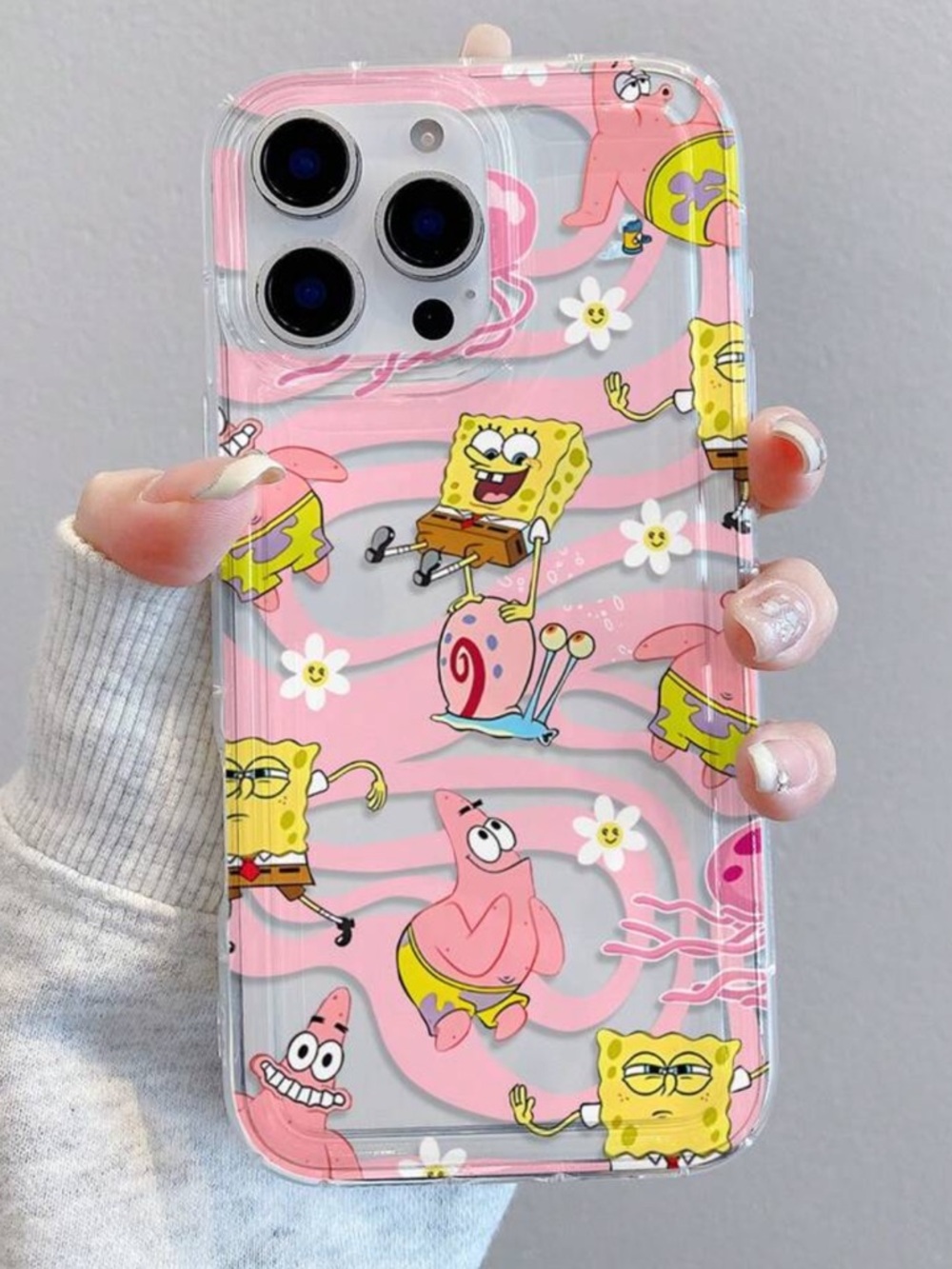 iPhone XS Max SpongeBob & Patrick Pink Clear Phone Case